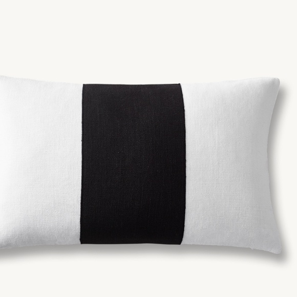 RESTORATION HARDWARE LINEN CENTER BAND PILLOW COVER - LUMBAR - SET OF 4